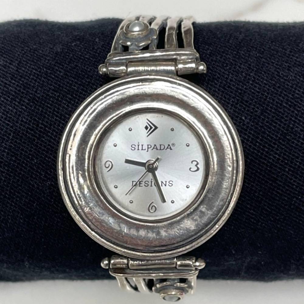 HTF Silpada Sterling Silver & Freshwater Pearl Watch T1315